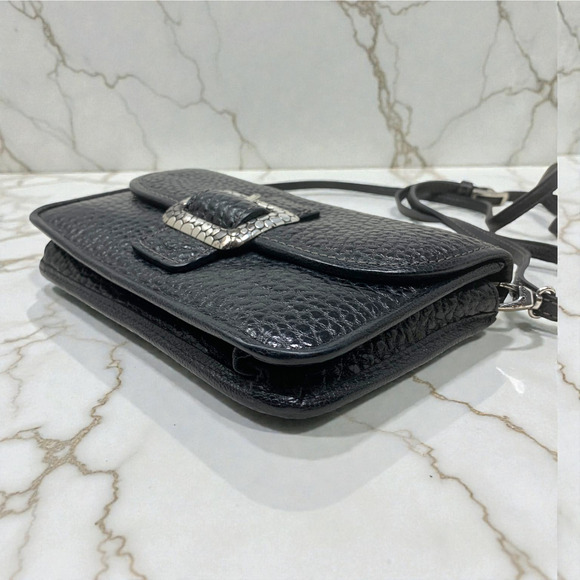 Brighton Pebble Collection Black Leather Crossbody Wallet Organizer Purse Bag - Picture 4 of 8